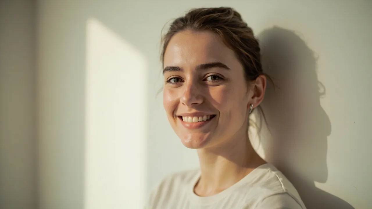 Porträt einer freundlich wirkenden kreativen Person bei natürlichem Tageslicht